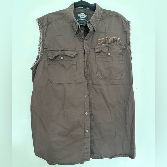 Harley Davidson Raw Edge Sleeveless Blowout Shirt Biker Grunge Size XL - Picture 3 of 3